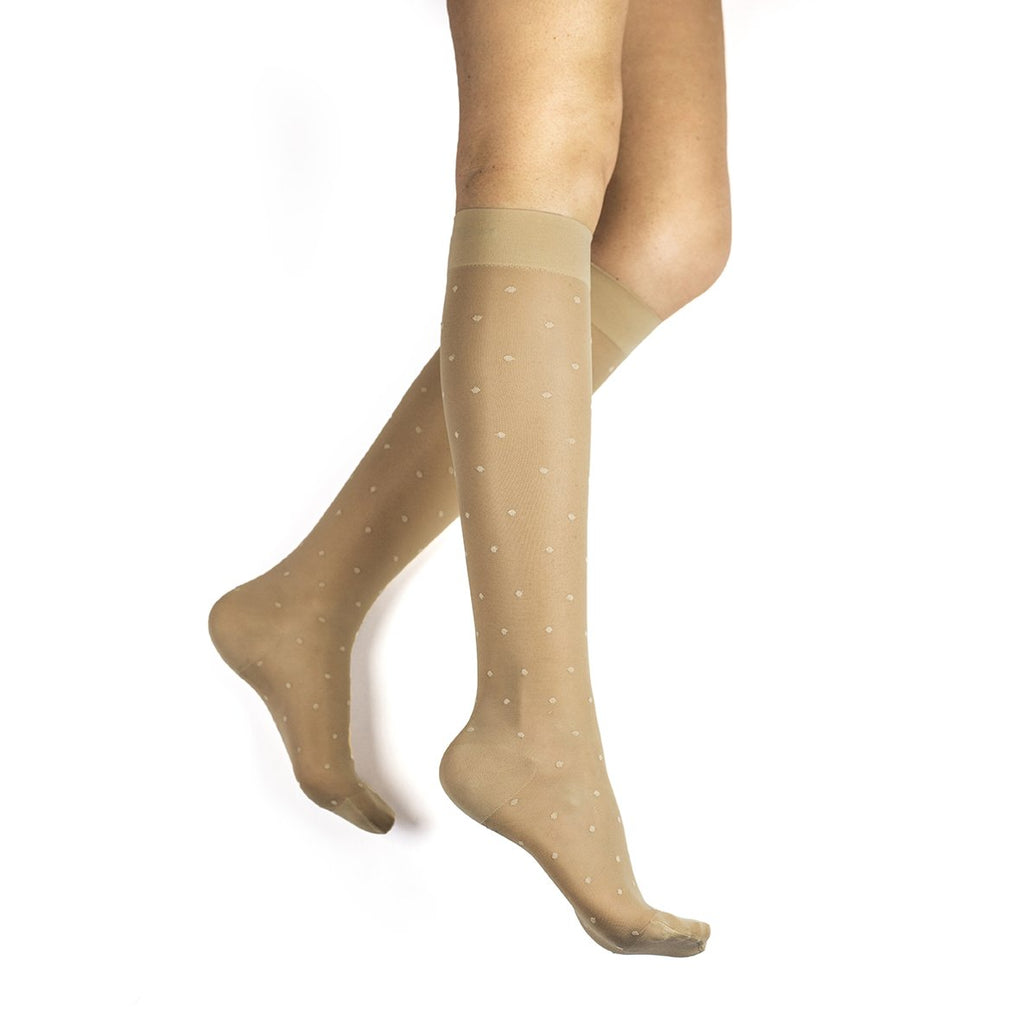 Plus Size Opaque Compression Tights for Women 20-30 mmHg - Beige